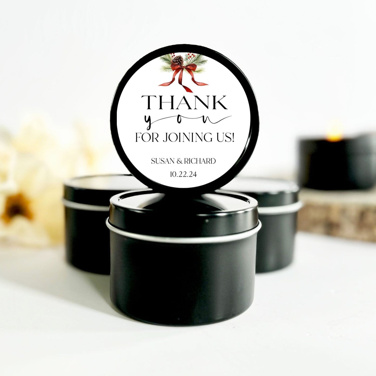 Winter Wedding Favor Candles | Set of 10 Tin Candle Favors for Guests | The Gift Gala Shop Candle Co. (Copy) Candle Favors The Gift Gala Shop Candle Co.