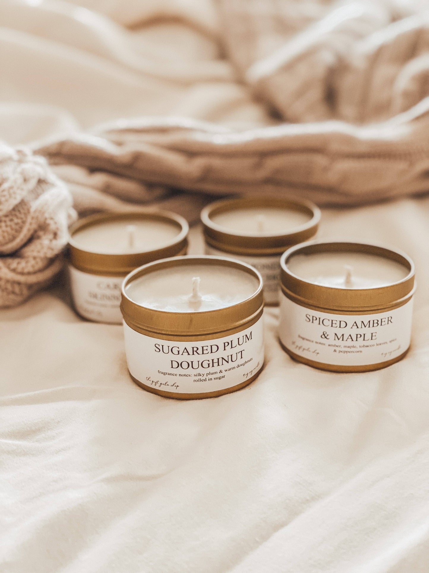 4 oz Gold Tin Soy Candles | Vegan Candles | Choose Scent Soy candle Thegiftgalashop