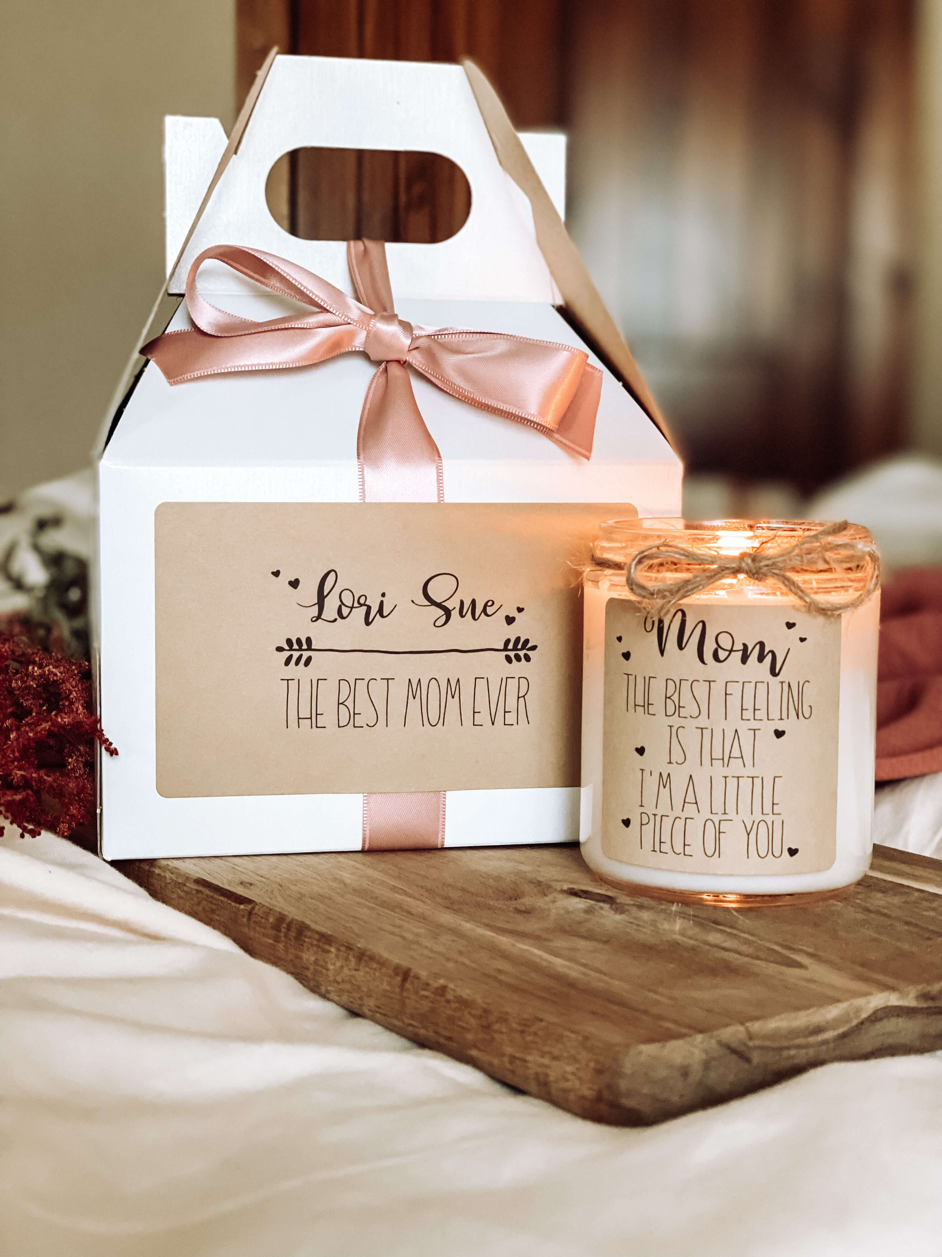 Personalized Soy Candle Mother's Day Gift - Minimalist Custom Mom Birt