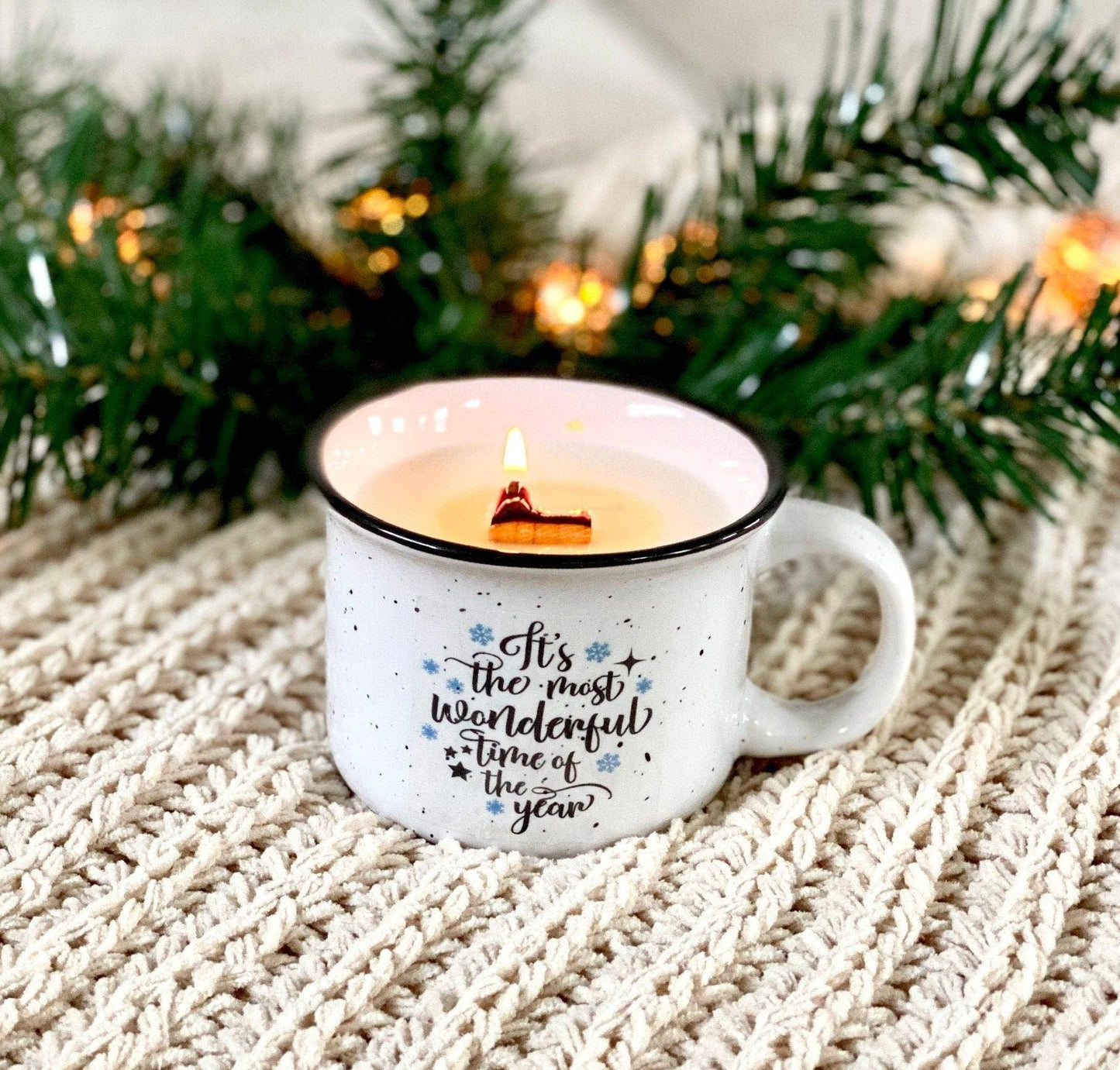 Crackle Christmas Mug Candles | Wood Wick Candle Thegiftgalashop