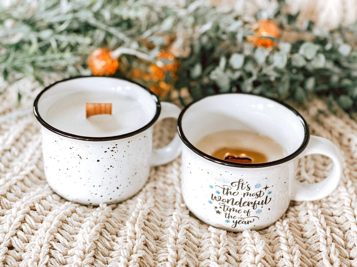 Crackle Christmas Mug Candles | Wood Wick Candle Thegiftgalashop