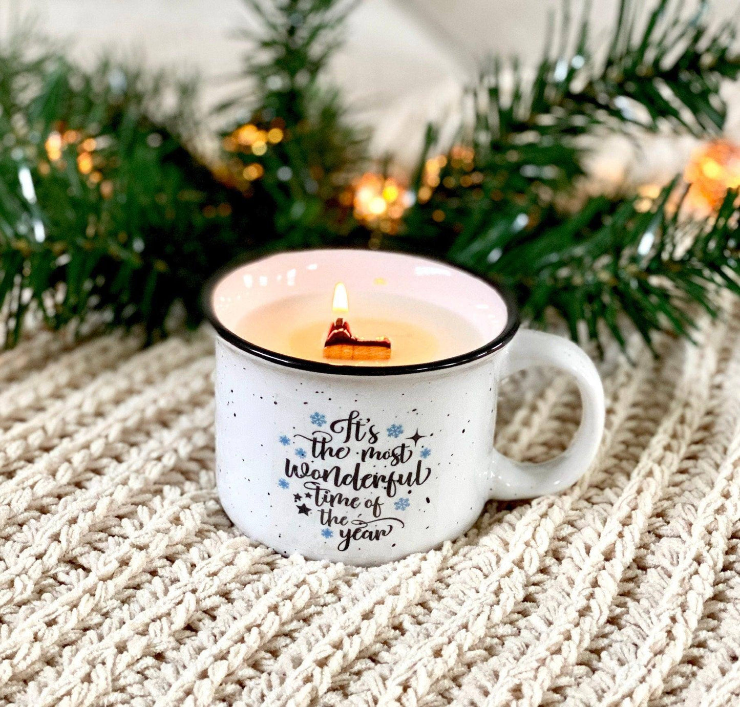 Crackle Christmas Mug Candles | Wood Wick Candle Thegiftgalashop