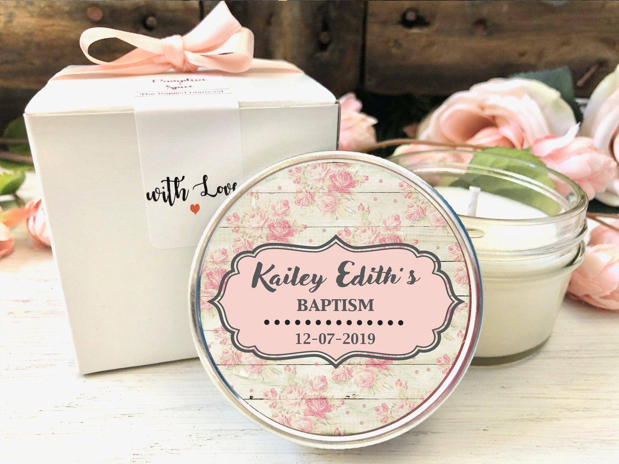 Christening Favors / Baptism Favors / Floral Wreath / Soy Candle Favors / 4 oz. order Candle Favors / Personalized Favors /