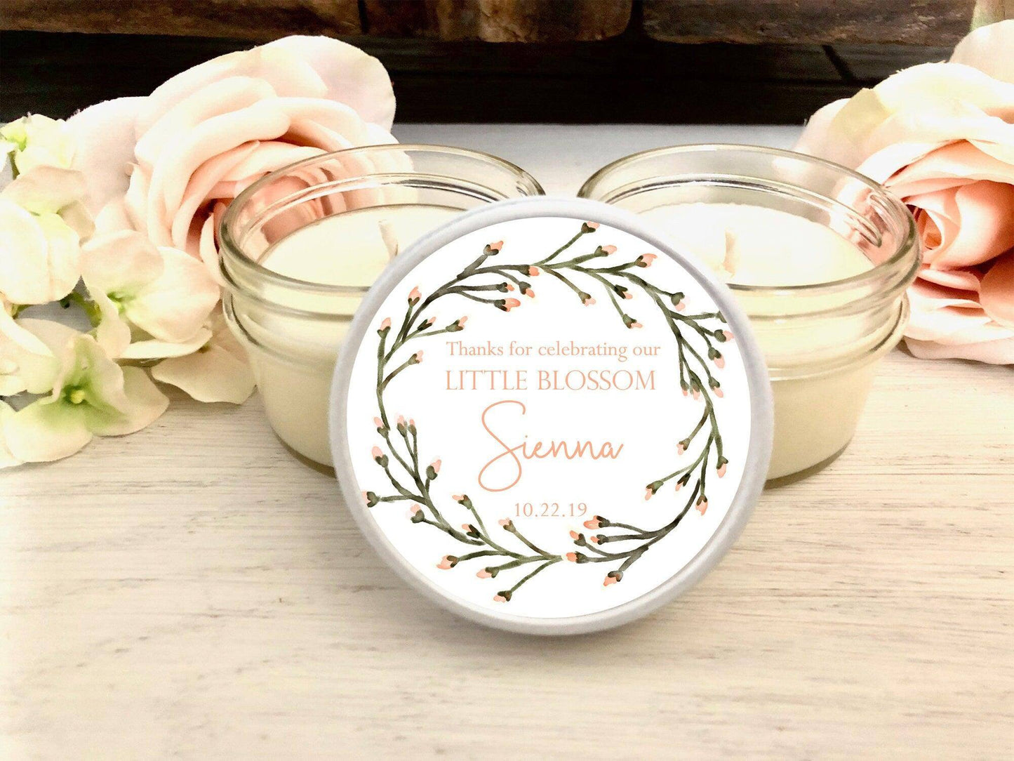 Girl Baby Shower Candle Favors | Little Blossom Shower | The Gift Gala Shop Thegiftgalashop