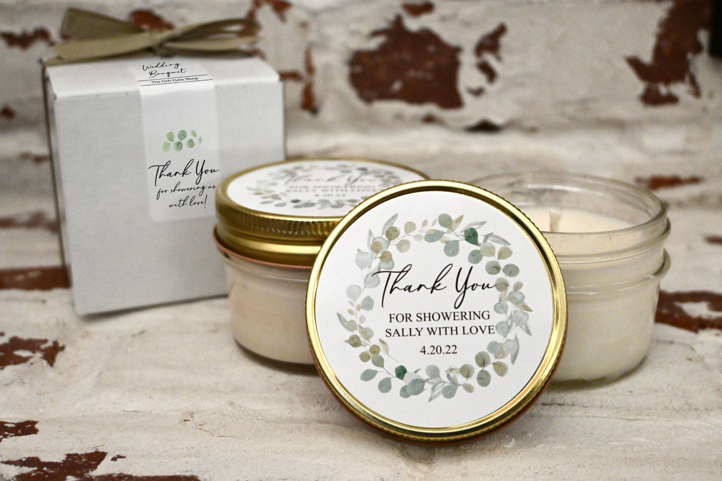 Greenery Bridal Shower Favors | Eucalyptus Candle Favors | The Gift Gala Shop candle favors Thegiftgalashop
