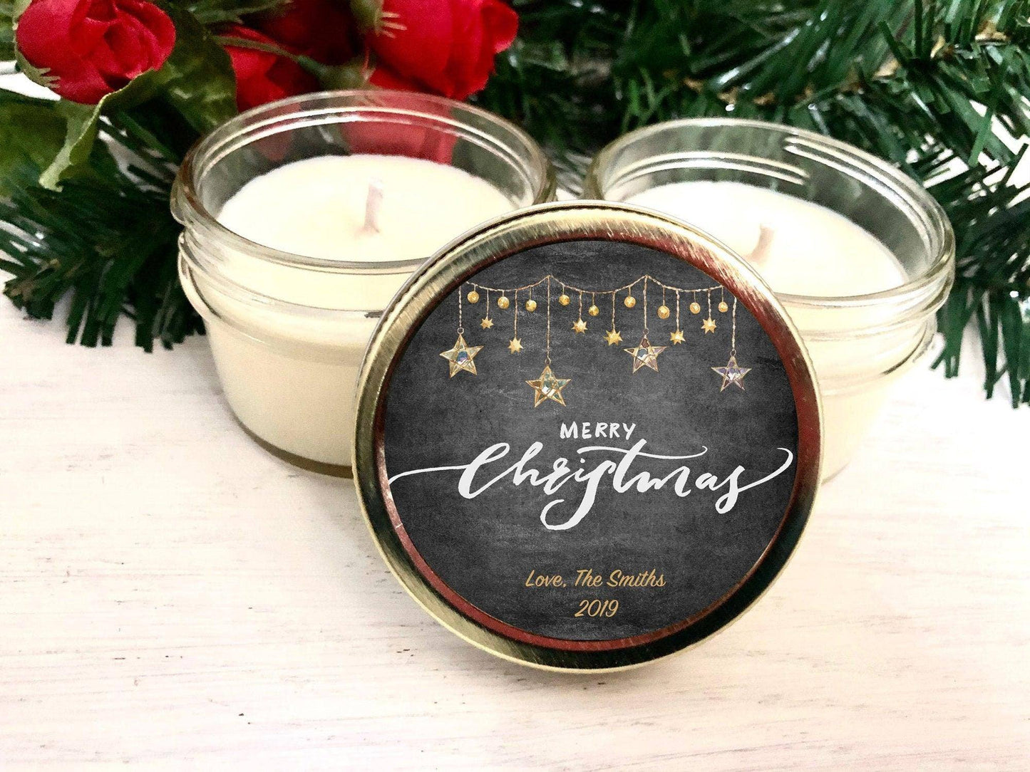 Holiday Candle Favor | Gold & Silver Christmas candle favors Thegiftgalashop
