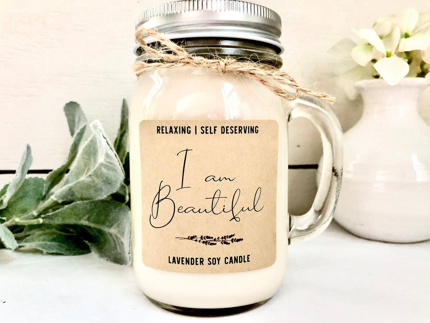 I am Beautiful Mantra Candle | Lavender Meditation Candle | Aromatherapy Thegiftgalashop
