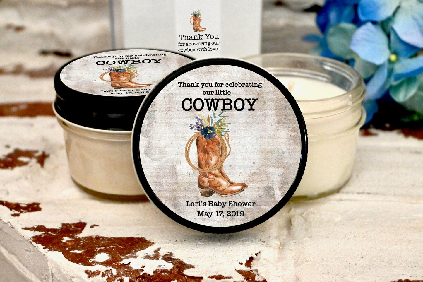 Little Cowboy Baby Shower Favors | Western Baby Shower Candles | The Gift Gala Shop candle favors Thegiftgalashop