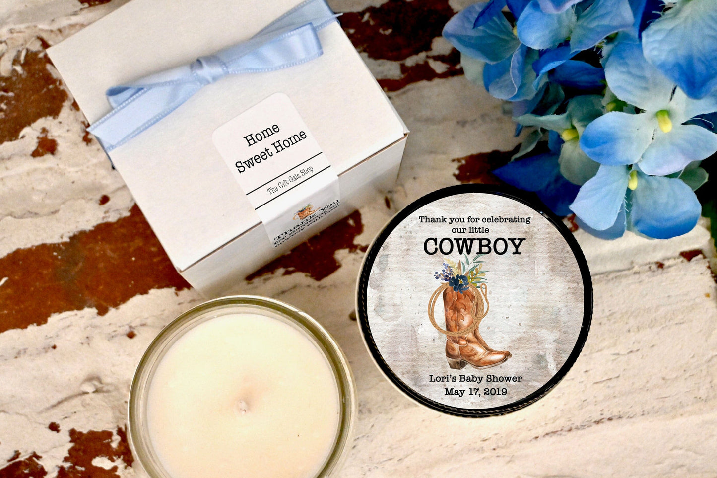 Little Cowboy Baby Shower Favors | Western Baby Shower Candles | The Gift Gala Shop candle favors Thegiftgalashop