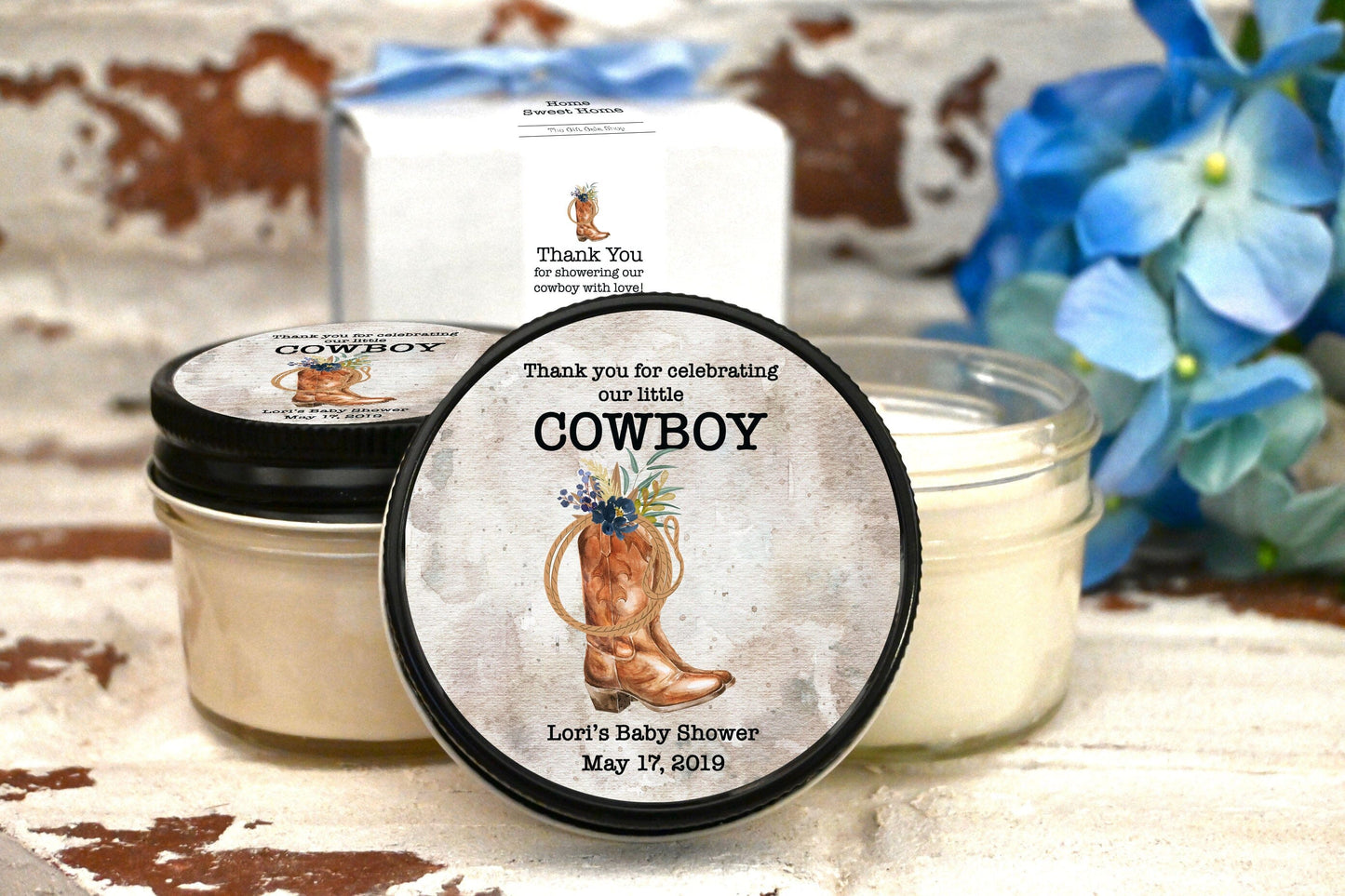 Little Cowboy Baby Shower Favors | Western Baby Shower Candles | The Gift Gala Shop candle favors Thegiftgalashop