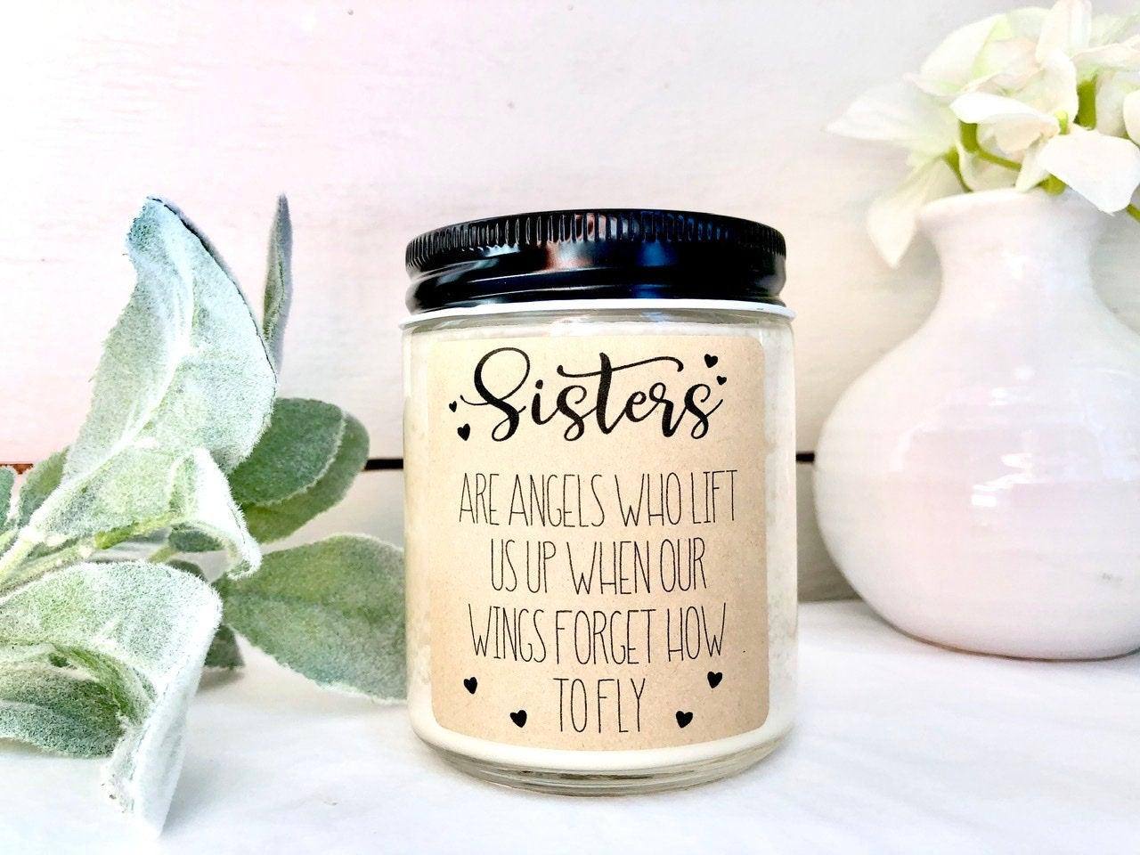 Personalized Sister Candle Gift | Sister Birthday Gift | Sisters are Angels Thegiftgalashop