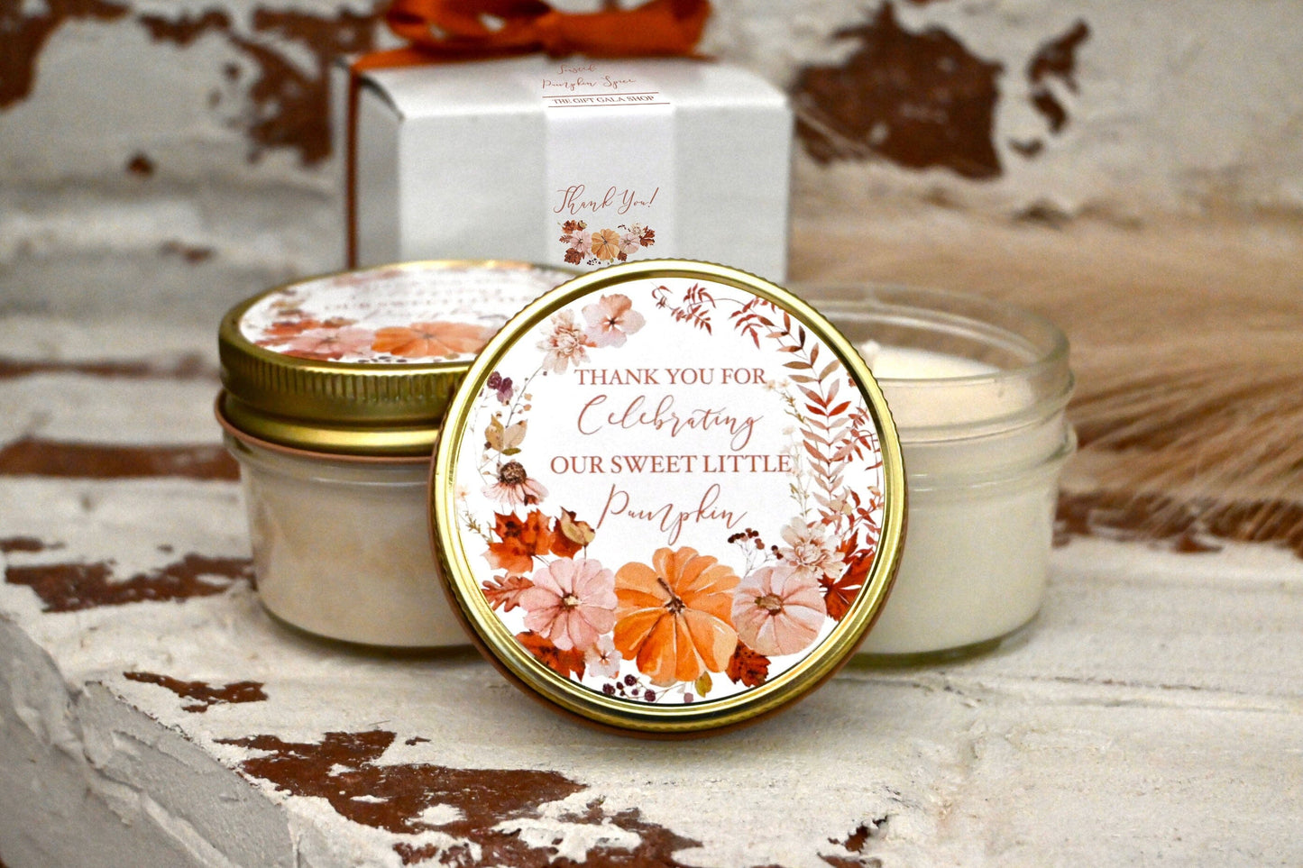 Sweet Little Pumpkin Baby Shower Favors | Bulk Fall Baby Shower Favors | The Gift Gala Shop candle favors Thegiftgalashop