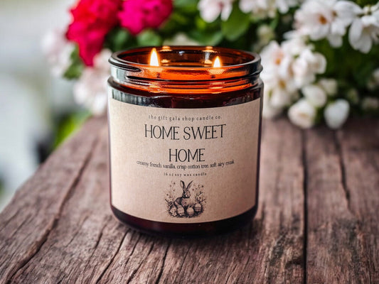 16 oz Home Sweet Home Scented Soy Candle | Best Handmade Candle for Primitive Spring Decor The Gift Gala Shop Candle Co.