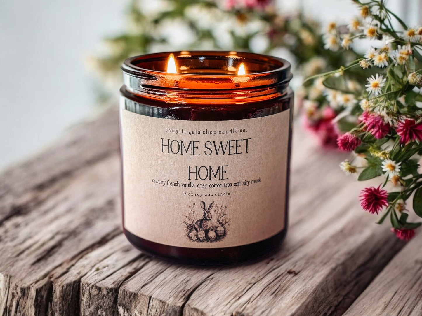 16 oz Home Sweet Home Scented Soy Candle | Best Handmade Candle for Primitive Spring Decor The Gift Gala Shop Candle Co. 