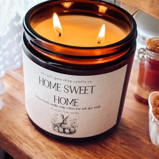 16 oz Home Sweet Home Scented Soy Candle | Best Handmade Candle for Primitive Spring Decor The Gift Gala Shop Candle Co.