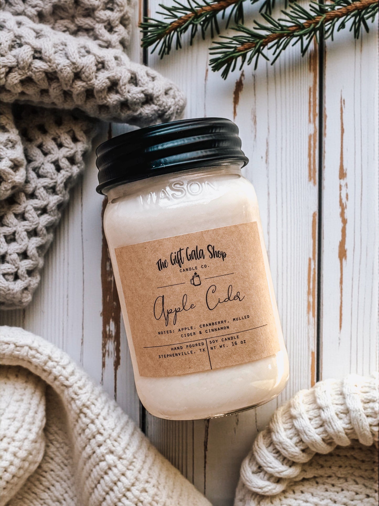 16 oz Mason Jar Winter Soy Candles | Choose Scent Thegiftgalashop 