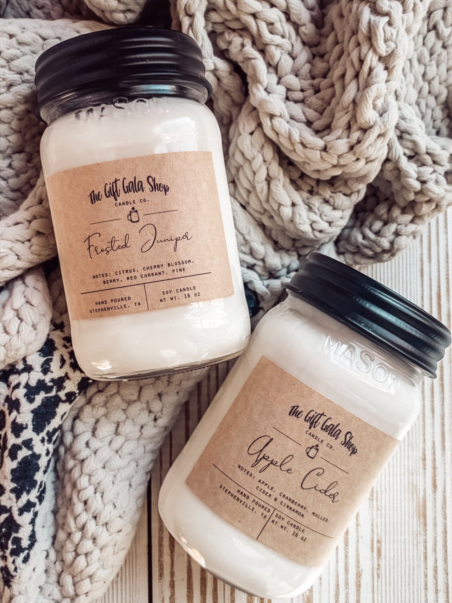 16 oz Mason Jar Winter Soy Candles | Choose Scent Thegiftgalashop 