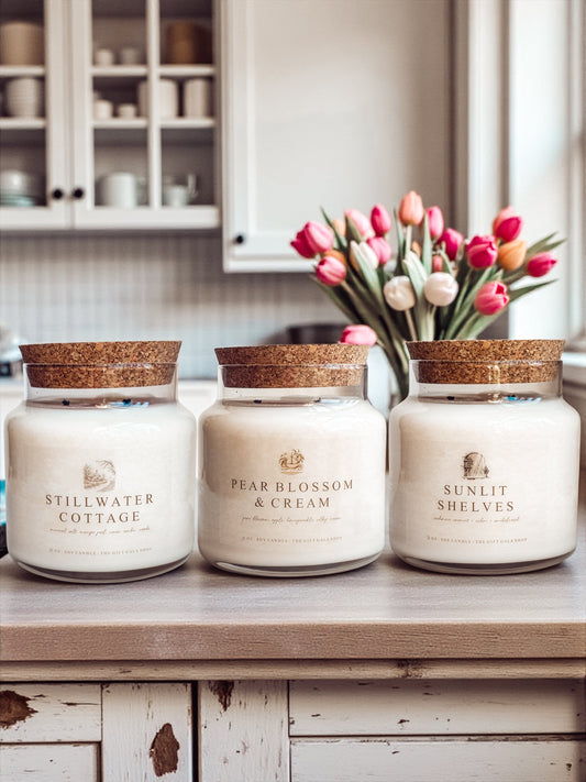 22 oz Spring Soy Candles | Large Apothecary Jar Candle with Cork Lid | Vintage Home Fragrance | Hand Poured Nontoxic Candle The Gift Gala Shop Candle Co.