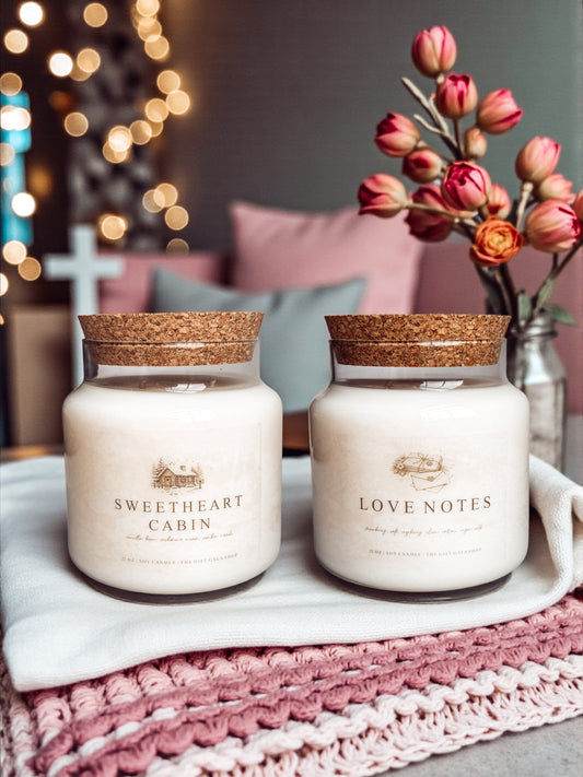 22 oz Valentine’s Soy Candles | Large Apothecary Jar Candle with Cork Lid | Romantic & Cozy Scents | Hand Poured Nontoxic Candle The Gift Gala Shop Candle Co.