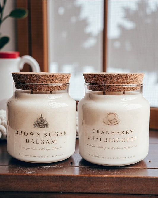 22 oz Winter Soy Candles | Large Apothecary Jar Candles | Cozy Winter Scents | Hand Poured Nontoxic Candle The Gift Gala Shop Candle Co.