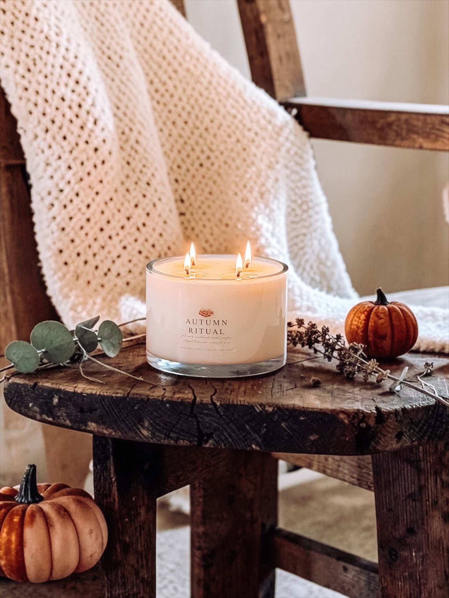 40 oz Fall Soy Candle | Extra Large Autumn Candle | 4 Wick Handmade Nontoxic Scented Candle | Cozy Fall Decor | October Traditions Collection
