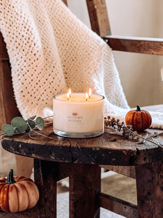 40 oz Fall Soy Candle | Extra Large Autumn Candle | 4 Wick Handmade Nontoxic Scented Candle | Cozy Fall Decor | October Traditions Collection
