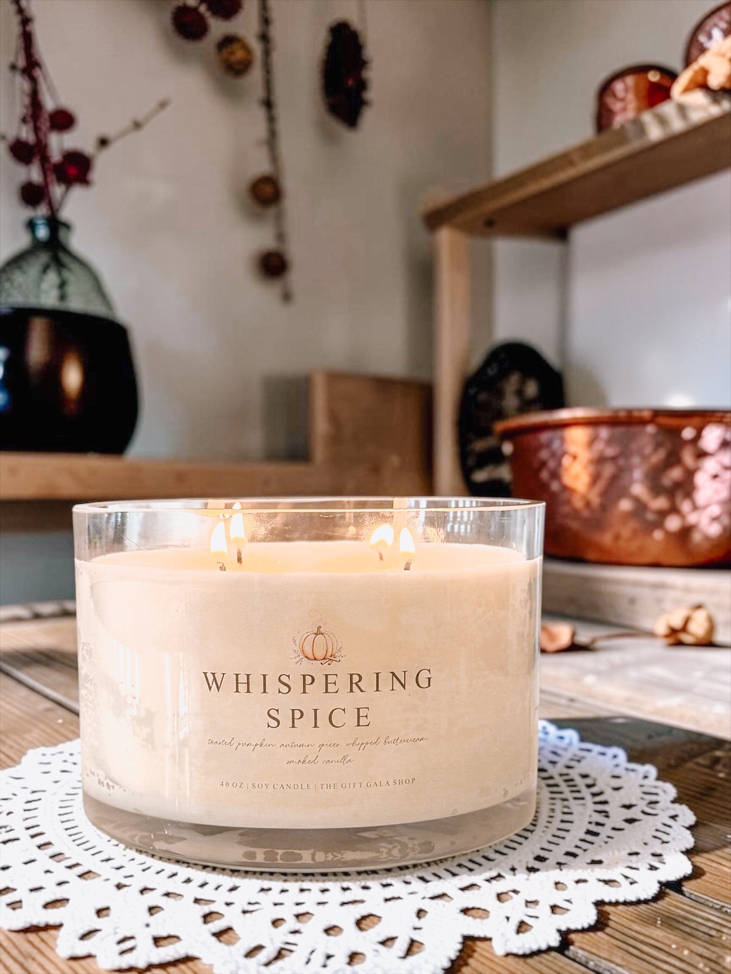 40 oz XL Fall Candle | 4 Wick Non-Toxic Soy Candle | Luxury Autumn Home Fragrance | Pumpkin, Apple & Spice Scents The Gift Gala Shop Candle Co. 