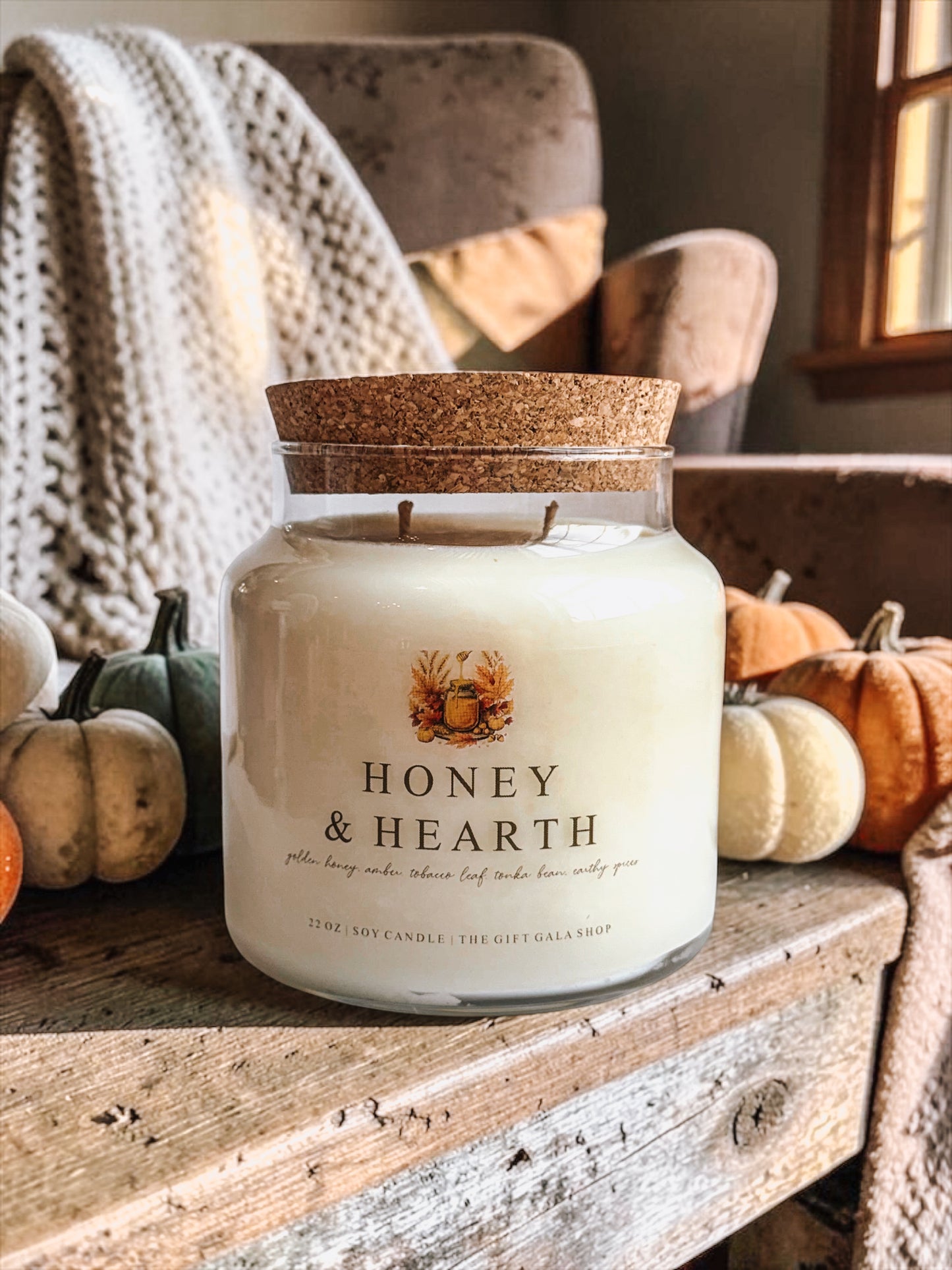 Fall Soy Candles | 22 oz Large Apothecary Candle | Hand Poured Nontoxic Autumn Scents | October Traditions Collection