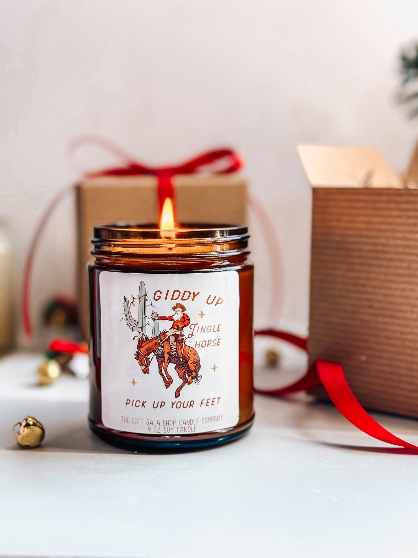 8 oz Cowboy Christmas Candle | Giddy Up Jingle Horse | Western Christmas Decor | Western Scented Candle The Gift Gala Shop Candle Co. 