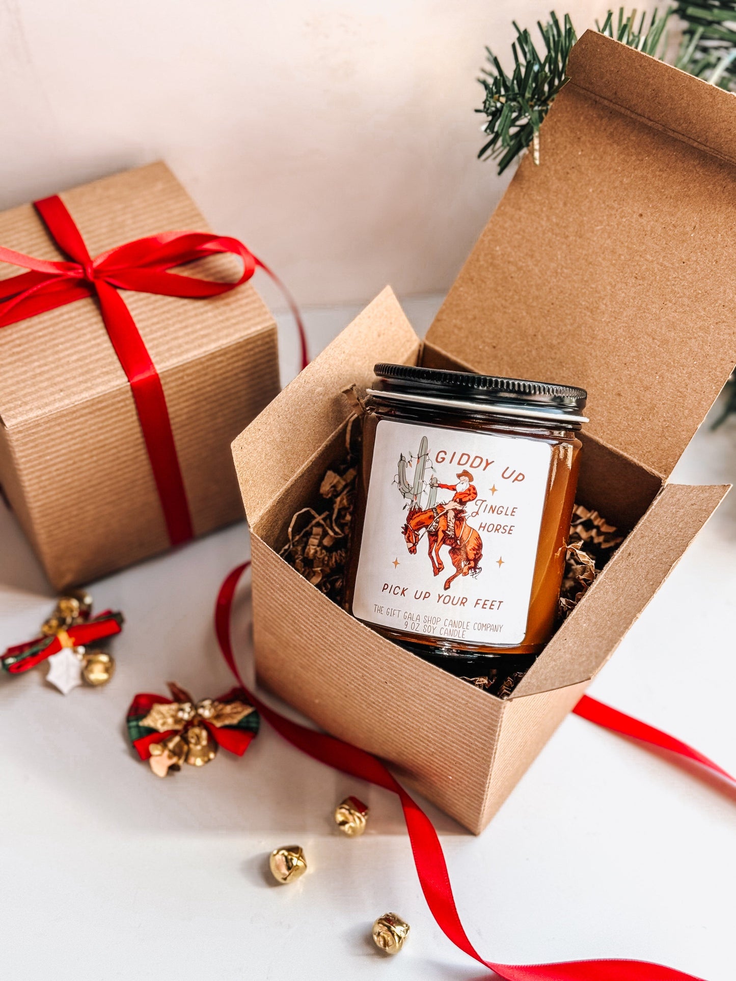 8 oz Cowboy Christmas Candle | Giddy Up Jingle Horse | Western Christmas Decor | Western Scented Candle The Gift Gala Shop Candle Co. 