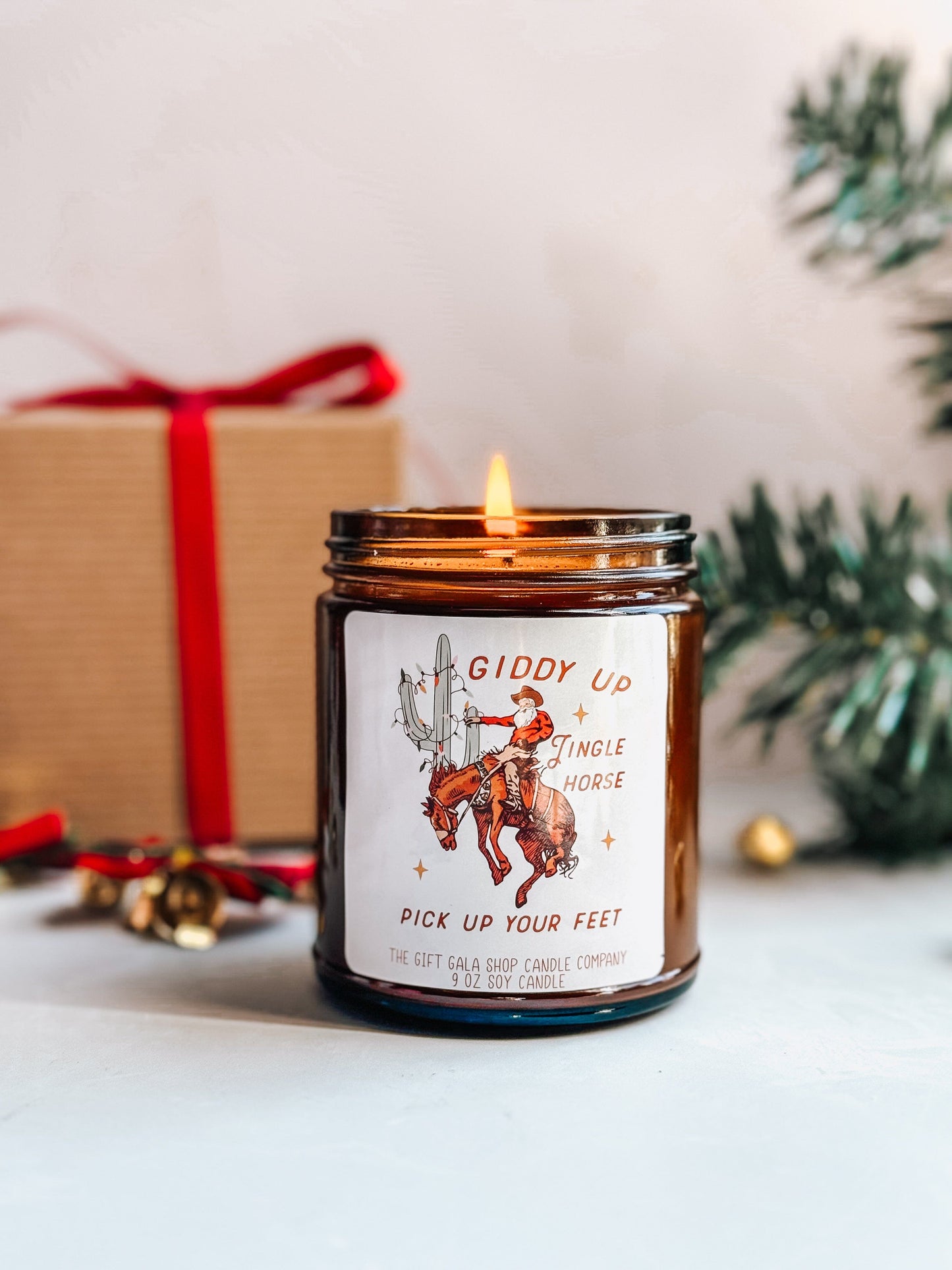 8 oz Cowboy Christmas Candle | Giddy Up Jingle Horse | Western Christmas Decor | Western Scented Candle The Gift Gala Shop Candle Co. 