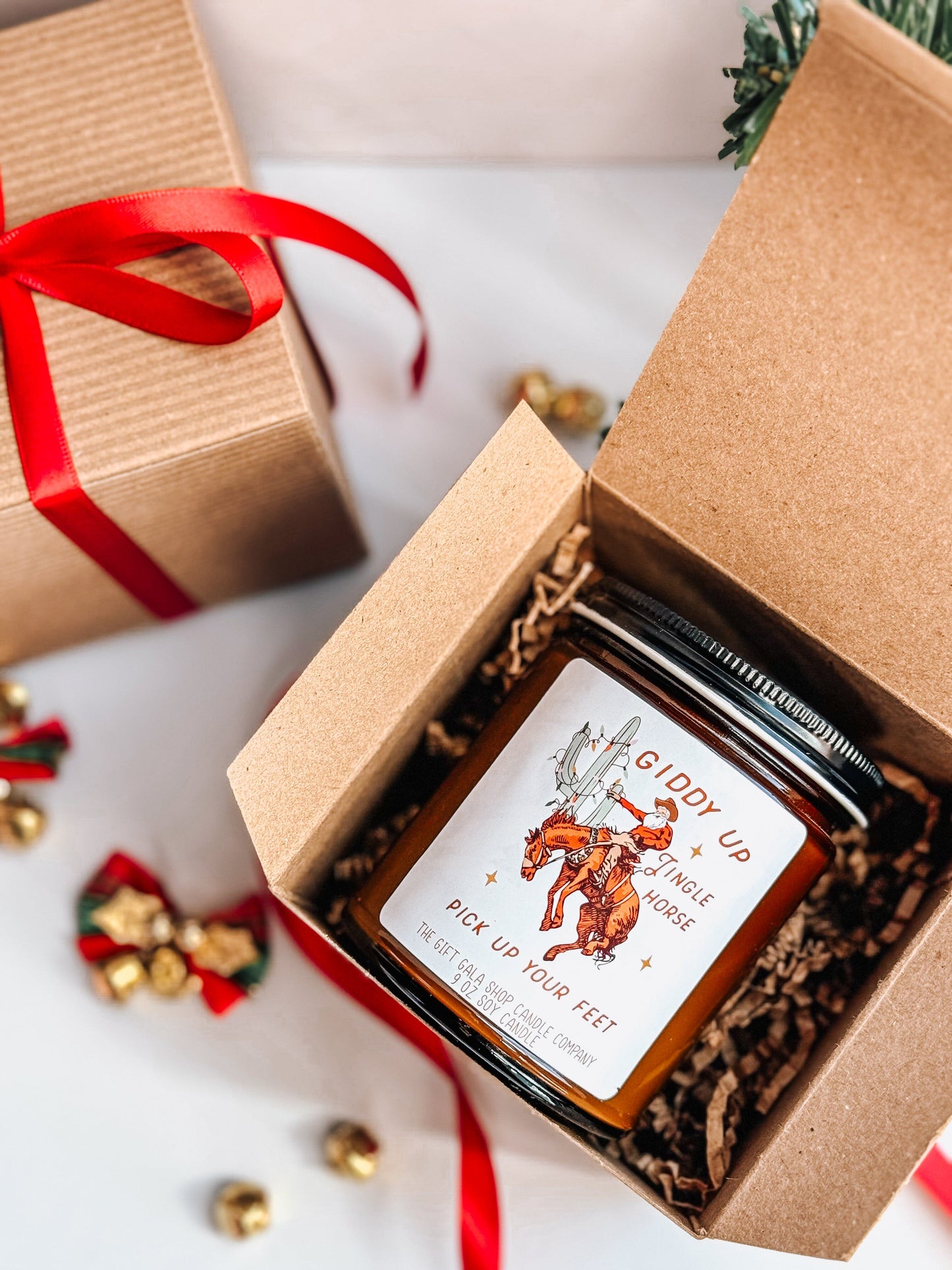 8 oz Cowboy Christmas Candle | Giddy Up Jingle Horse | Western Christmas Decor | Western Scented Candle The Gift Gala Shop Candle Co. 