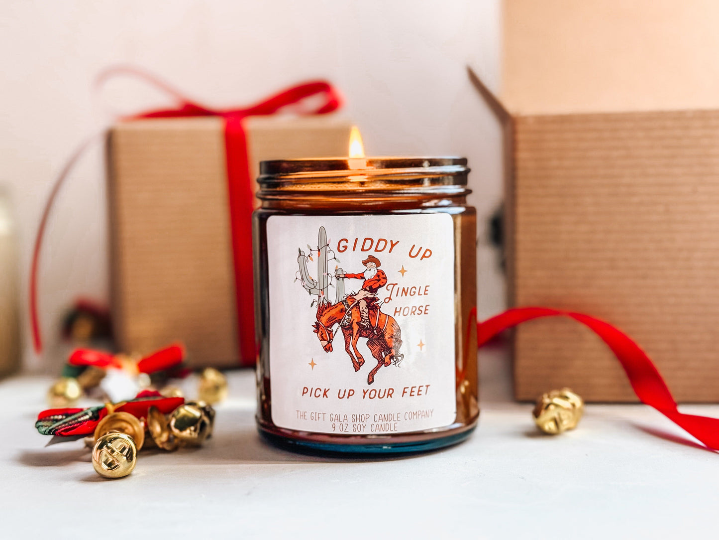 8 oz Cowboy Christmas Candle | Giddy Up Jingle Horse | Western Christmas Decor | Western Scented Candle The Gift Gala Shop Candle Co. 