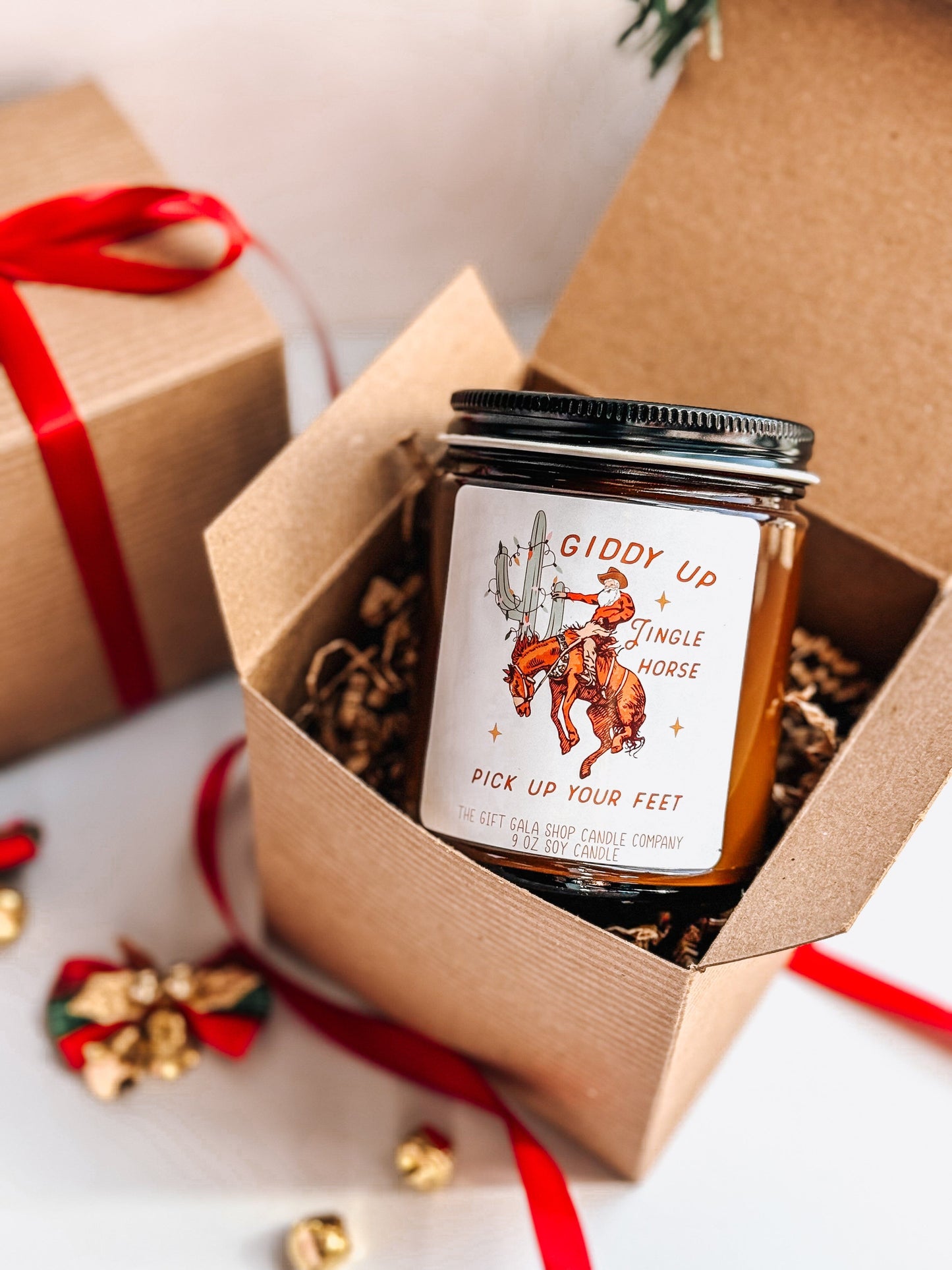 8 oz Cowboy Christmas Candle | Giddy Up Jingle Horse | Western Christmas Decor | Western Scented Candle The Gift Gala Shop Candle Co. 