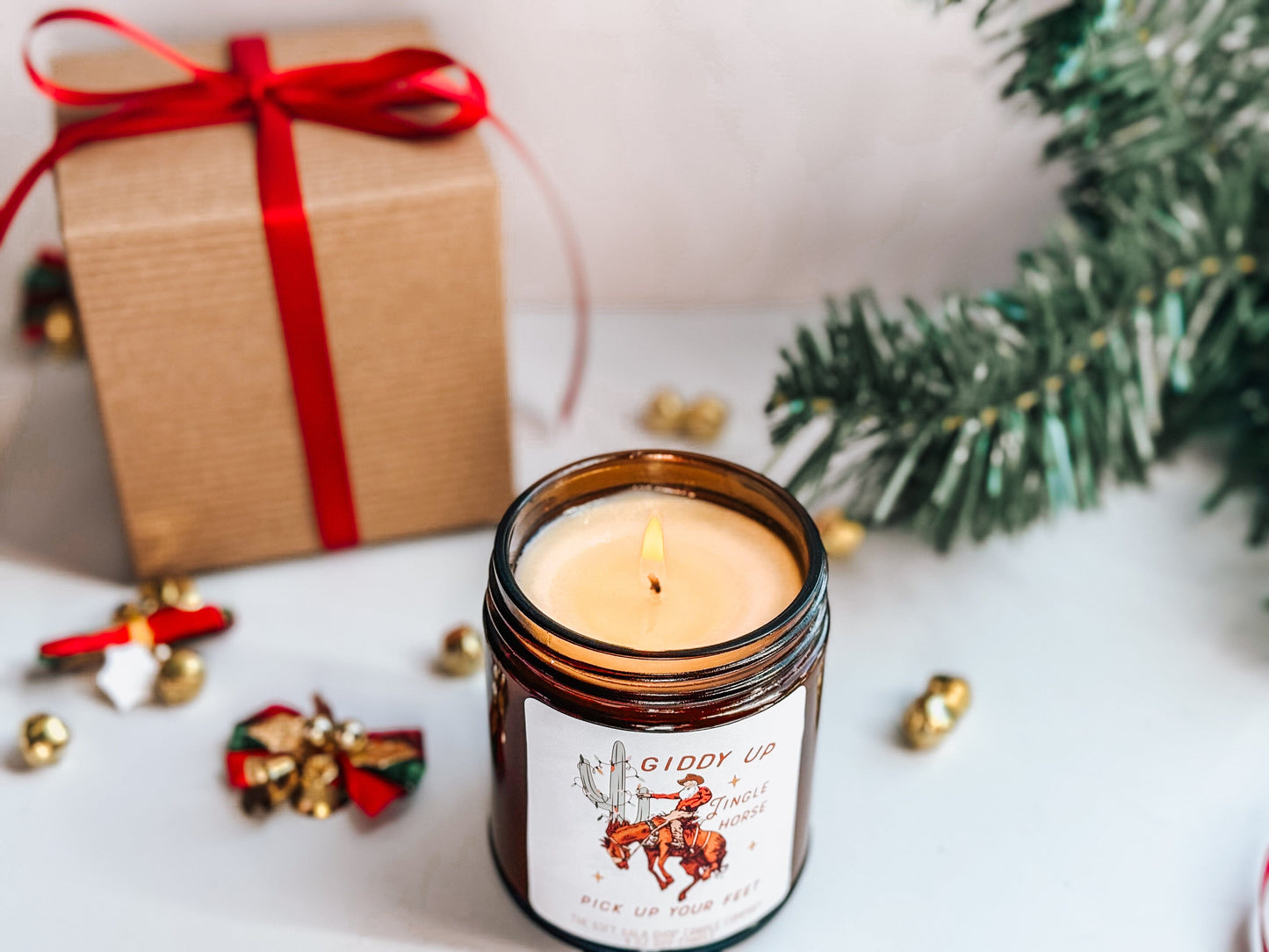 8 oz Cowboy Christmas Candle | Giddy Up Jingle Horse | Western Christmas Decor | Western Scented Candle The Gift Gala Shop Candle Co. 