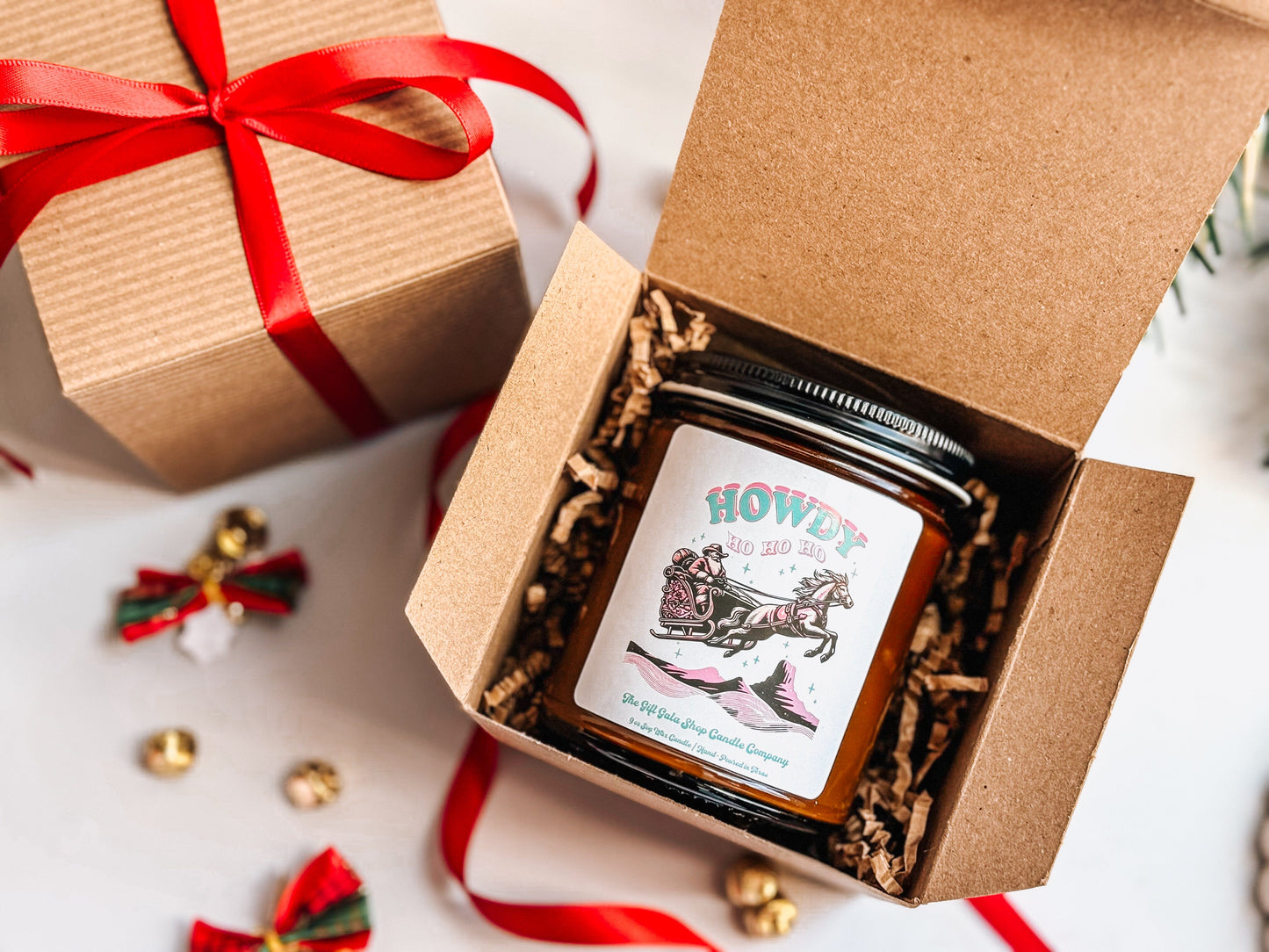 8 oz Cowboy Santa Christmas Candle | Howdy Ho Ho Ho | Western Christmas Decor | Western Scented Candle The Gift Gala Shop Candle Co. 