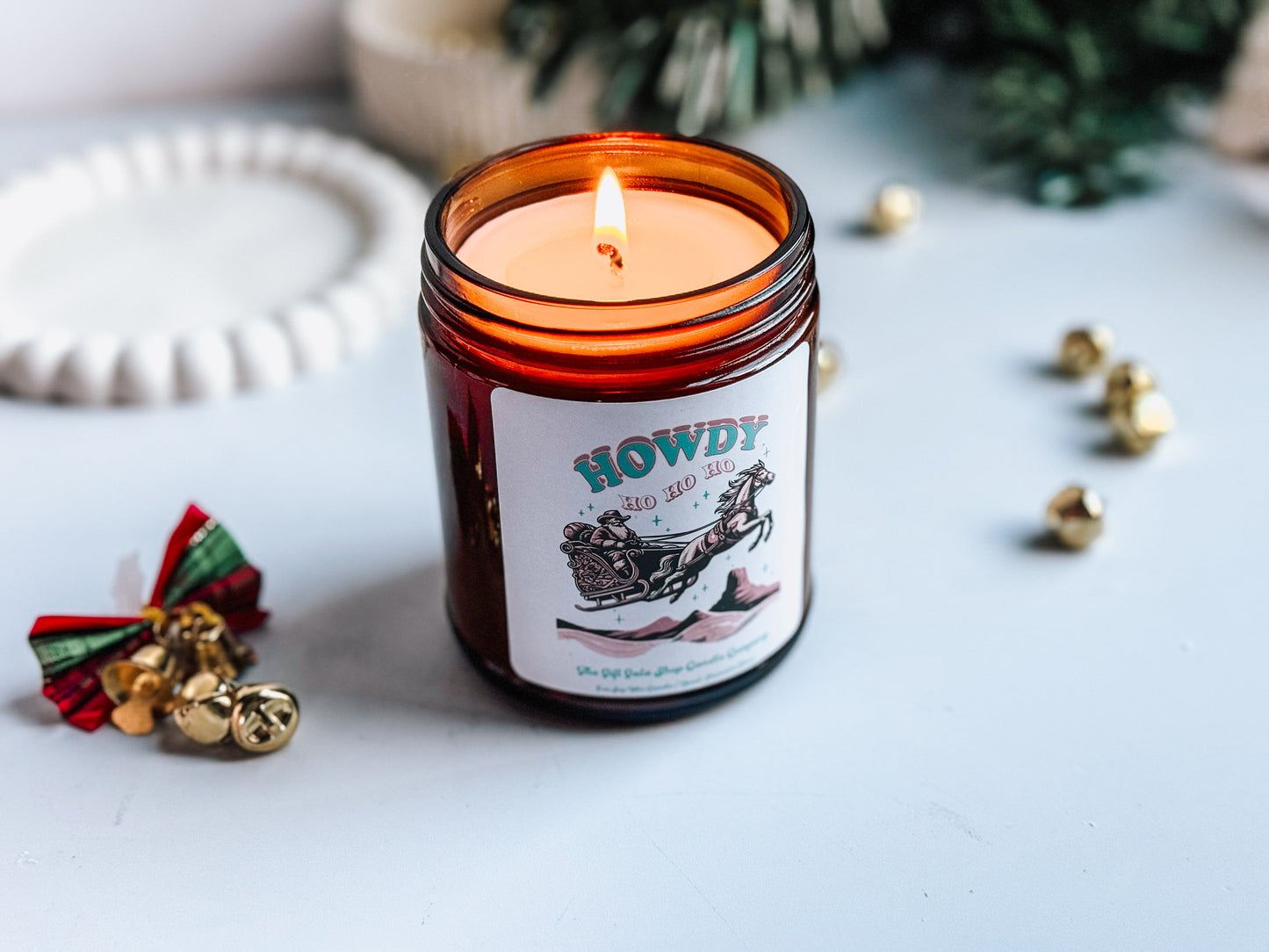 8 oz Cowboy Santa Christmas Candle | Howdy Ho Ho Ho | Western Christmas Decor | Western Scented Candle The Gift Gala Shop Candle Co. 