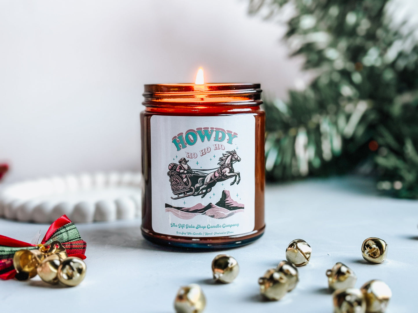 8 oz Cowboy Santa Christmas Candle | Howdy Ho Ho Ho | Western Christmas Decor | Western Scented Candle The Gift Gala Shop Candle Co. 