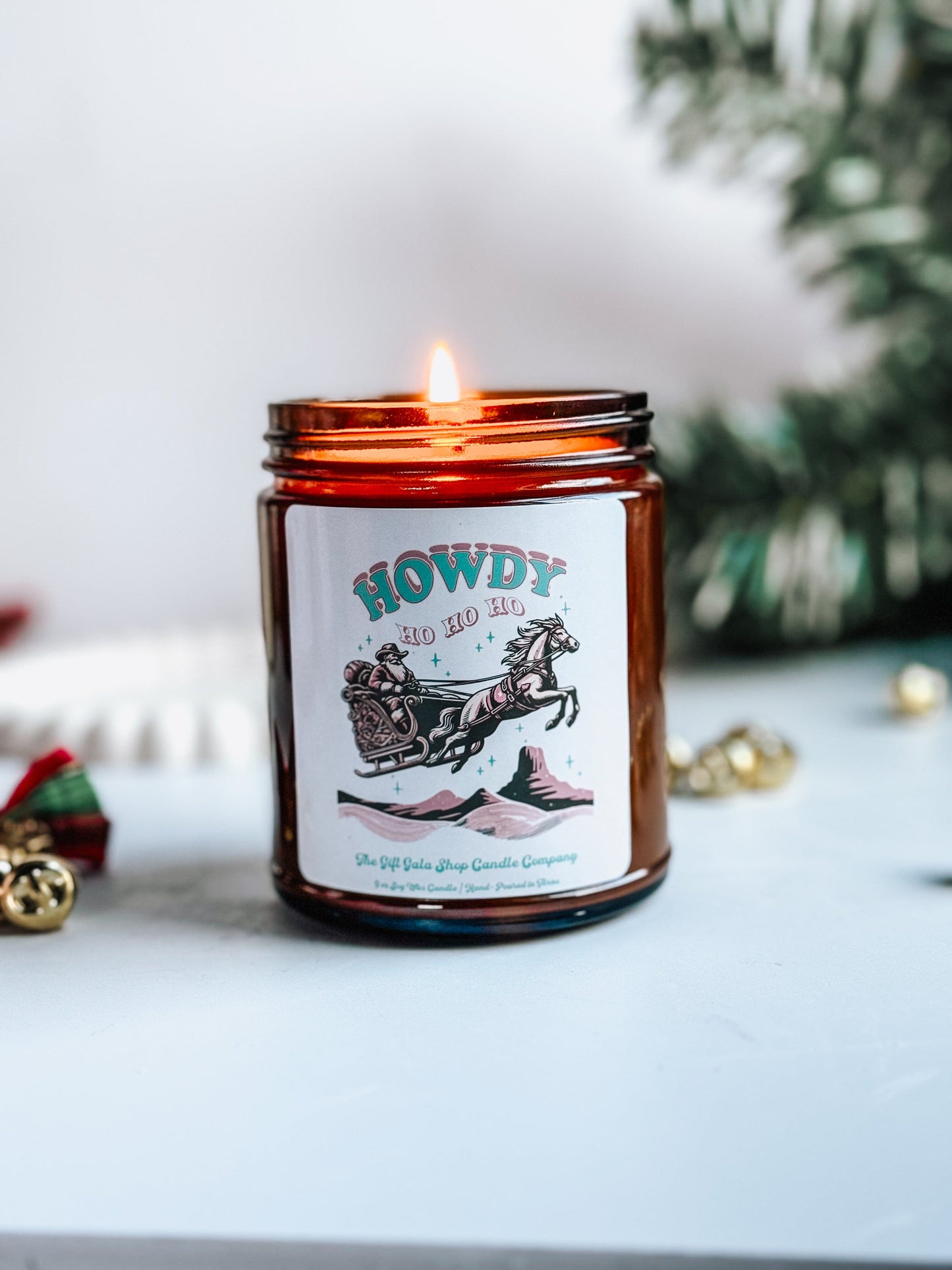 8 oz Cowboy Santa Christmas Candle | Howdy Ho Ho Ho | Western Christmas Decor | Western Scented Candle The Gift Gala Shop Candle Co. 