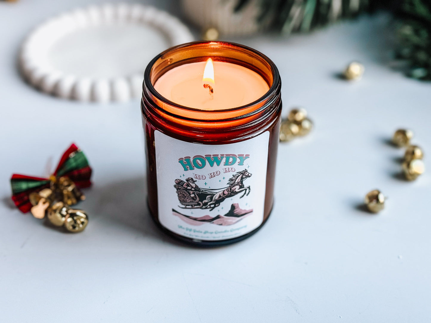 8 oz Cowboy Santa Christmas Candle | Howdy Ho Ho Ho | Western Christmas Decor | Western Scented Candle The Gift Gala Shop Candle Co. 