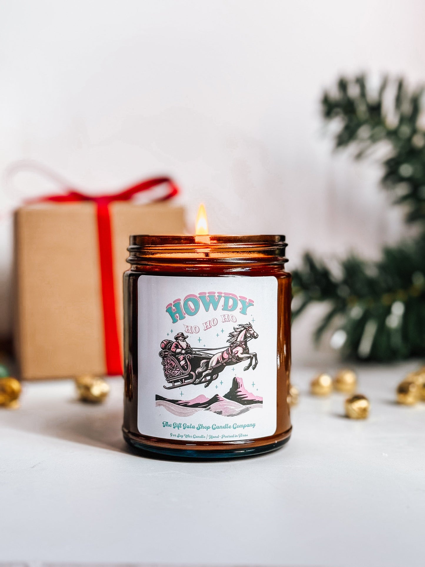 8 oz Cowboy Santa Christmas Candle | Howdy Ho Ho Ho | Western Christmas Decor | Western Scented Candle The Gift Gala Shop Candle Co. 