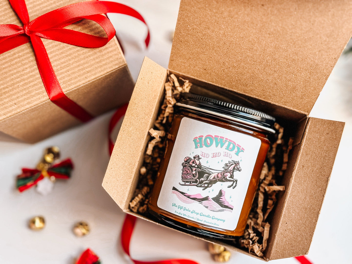 8 oz Cowboy Santa Christmas Candle | Howdy Ho Ho Ho | Western Christmas Decor | Western Scented Candle The Gift Gala Shop Candle Co. 