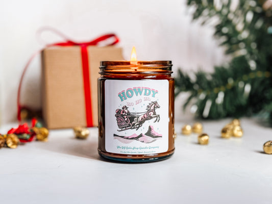 8 oz Cowboy Santa Christmas Candle | Howdy Ho Ho Ho | Western Christmas Decor | Western Scented Candle The Gift Gala Shop Candle Co.