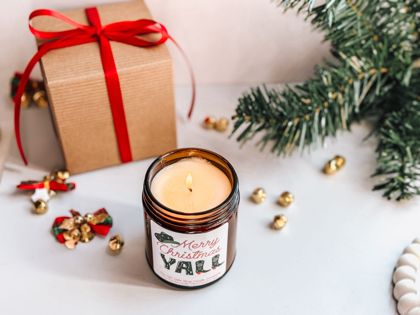 8 oz Merry Christmas Yall Candle | Western Christmas Decor | Cinnamon Vanilla Scented Candle The Gift Gala Shop Candle Co. 