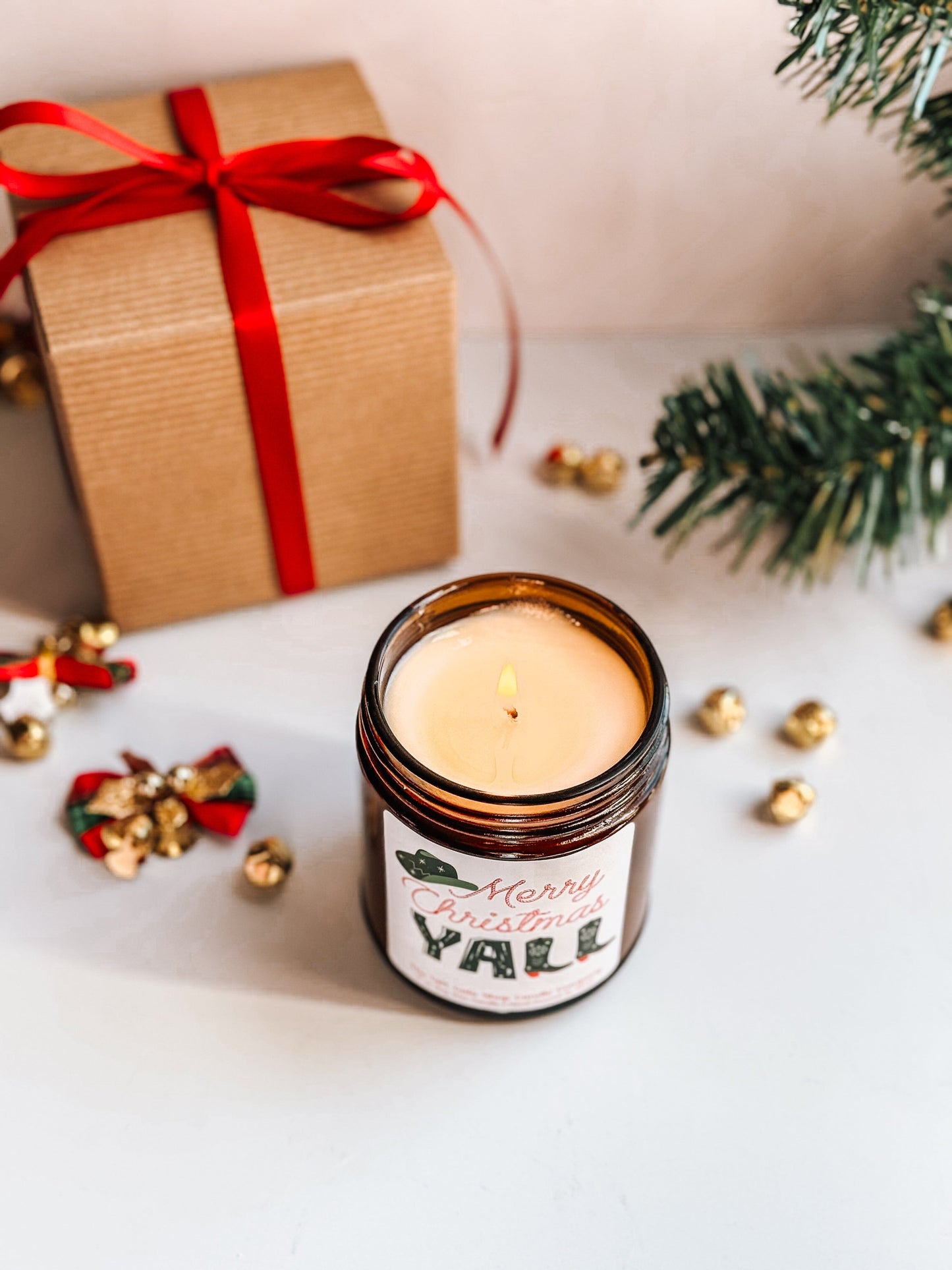 8 oz Merry Christmas Yall Candle | Western Christmas Decor | Cinnamon Vanilla Scented Candle The Gift Gala Shop Candle Co. 