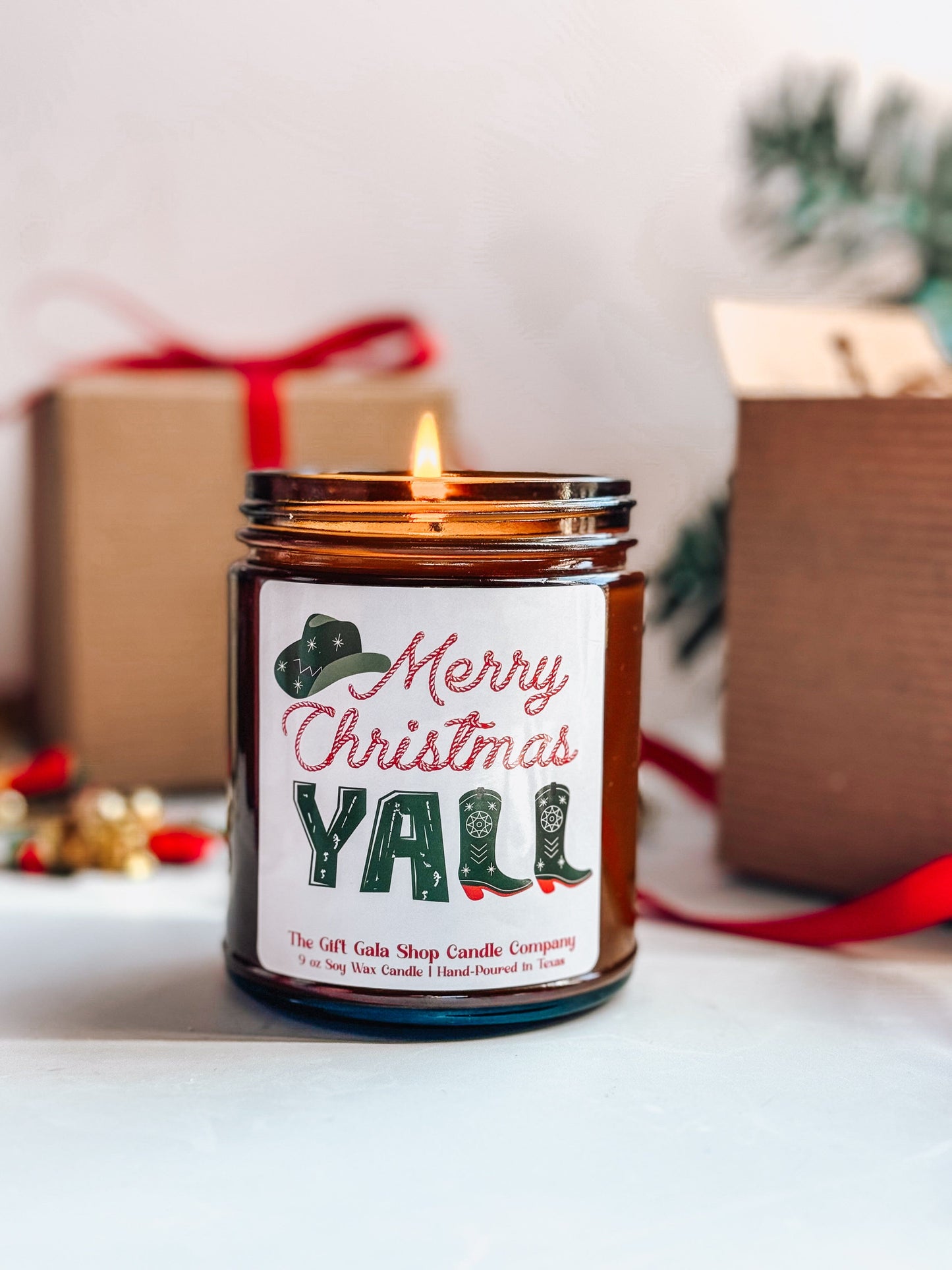 8 oz Merry Christmas Yall Candle | Western Christmas Decor | Cinnamon Vanilla Scented Candle The Gift Gala Shop Candle Co. 