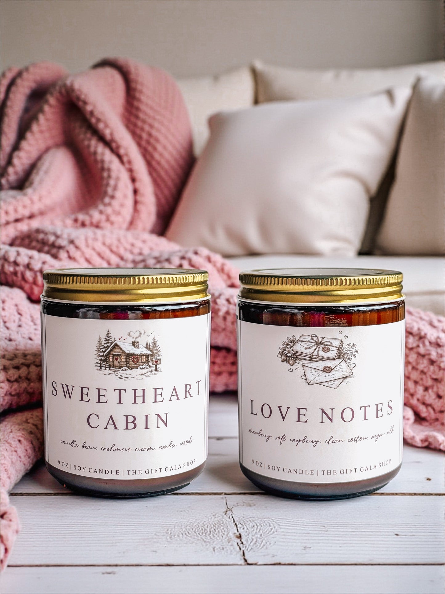 9 oz Valentine’s Soy Candles | Rustic Amber Jar Candles | Cozy Romantic Scents | Hand Poured Nontoxic Candle The Gift Gala Shop Candle Co. 