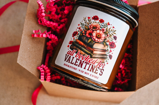 All Booked for Valentines Candle | 8 oz Bookstore Soy Candle | Bookish Valentines Scented Candle for Her The Gift Gala Shop Candle Co. 