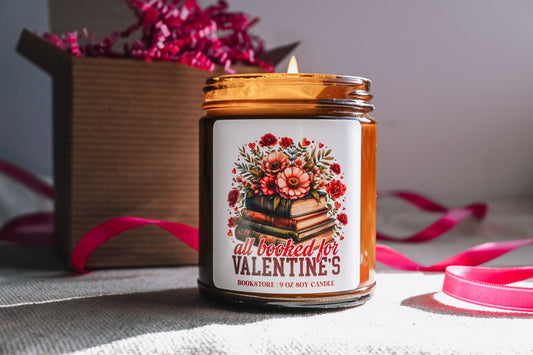 All Booked for Valentines Candle | 8 oz Bookstore Soy Candle | Bookish Valentines Scented Candle for Her The Gift Gala Shop Candle Co.