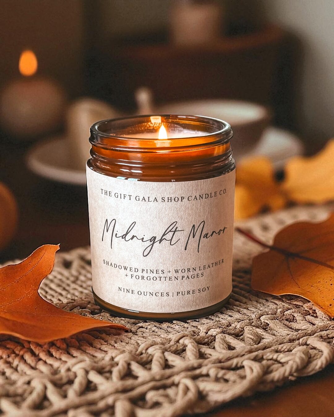 Amber 9 oz Soy Candle | Cozy Autumn & Halloween Home Decor Candle | Non-Toxic Soy Wax The Gift Gala Shop Candle Co. 